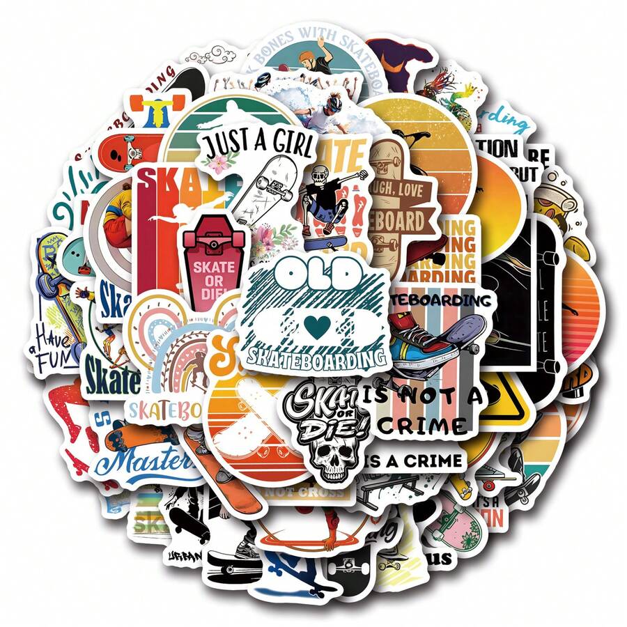 60PCS Skateboard Stickers Aesthetics Stickers Scrapbooking, Diary, Laptop, Bumper, Skateboard, Water Bottle, Computer, Phone Greeting Cards, Photo Albums, Furniture, Stickers