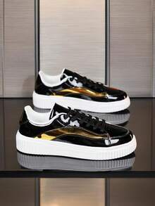 Zapatos de mujer, zapatos de señora, zapatillas de tenis de señora, zapatillas de señora, zapatos casuales de señora, oferta especial de zapatos de mujer, mujer, zapatos, zapatos de moda para mujer, zapatos de primavera para mujer, zapatos de verano para mujer, zapatos de otoño para mujer, zapatos para correr, zapatos de entrenamiento, zapatos elevadores de malla transpirable y ligera, zapatos negros, zapatos deportivos, tenis, zapatos deportivos al aire libre, adecuados para el uso diario de los estudiantes - oro negro - Ver 6