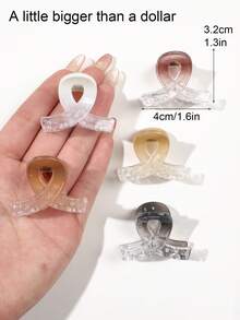 5个透明渐变大地色波西米亚风迷你十字发夹，亮面侧刘海整理夹，韩式柔和风，简约度假通勤夏季发饰沙滩爪夹度假发夹 - 彩色 - 查看 3