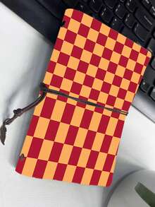 Geometric Pattern PU Leather Vintage Rope Bound Notebook, Office Supplies - A6 - View 3