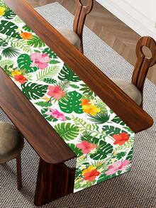 1pc Palm Leaf Polyester Table Runner, Suitable For Indoor/Outdoor Dining And Wedding Decor, Perfect Choice For Fashionable Tabletop Setting And Event Decoration - Multicolor - View 4