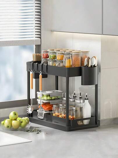 1pc Multifunctional Sink Storage Rack, Suitable For Desktop Organization, 2-Tier Kitchen Storage Shelf