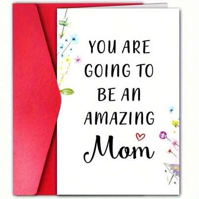 1pc Heartfelt Pregnancy Announcement Card With Envelope - "You Are Going To Be An Amazing Mom" Message, Ideal For New Parents, Maternity Day, Youngsters Showers, Floral Design