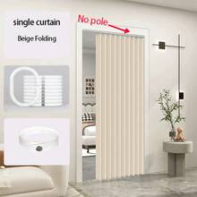 Cortina plegable sin taladro, adecuada para dormitorio, balcón, entrada y talla grande escenarios, flexible para crear un espacio privado. Material suave, fácil de abrir y cerrar, ahorra espacio y es práctico. Una opción conveniente para lograr una partición sencilla y optimizar la distribución del hogar. - 1 pieza beige - Ver 11