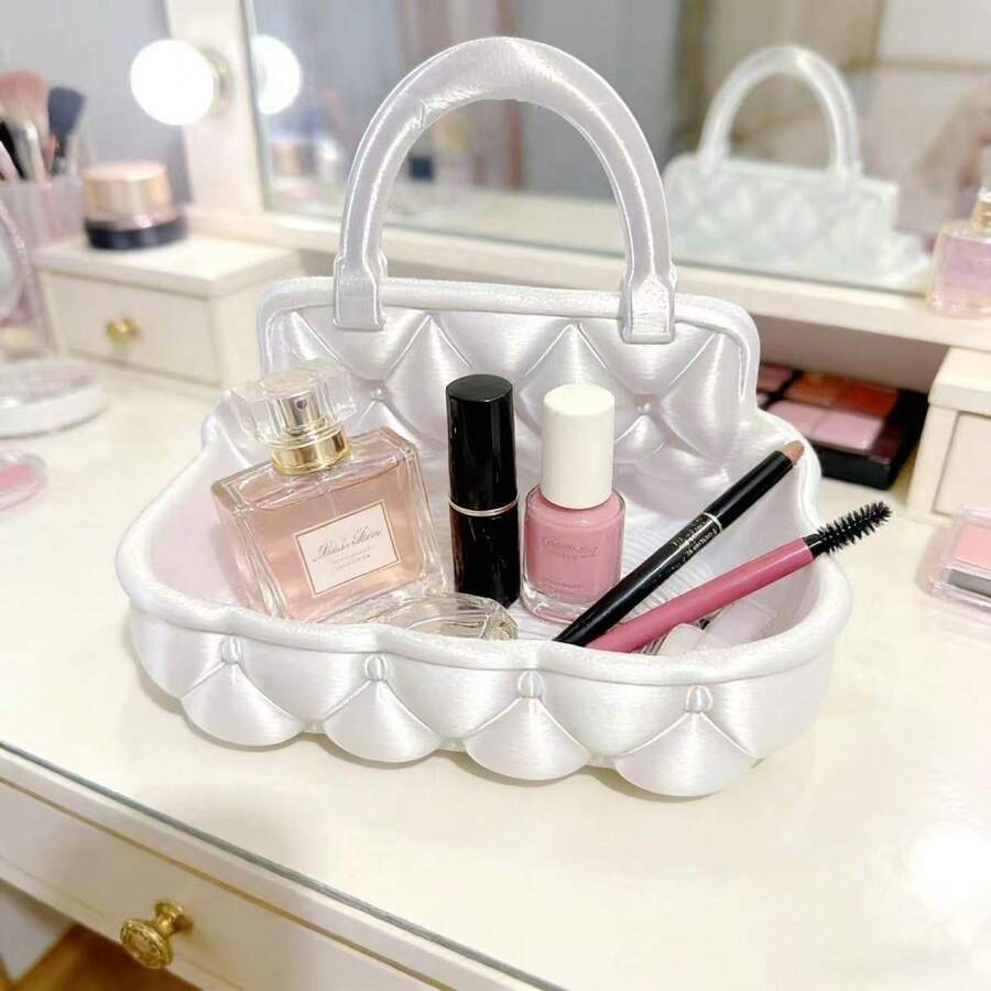1pc Jewelry Storage Box With Handle, Suitable For Vanity, Bathroom, Bedroom To Organize Rings, Necklaces, Earrings, Cosmetics And Other Accessories, Best New Year Gift For Friends And Family - Multicolor - View 1
