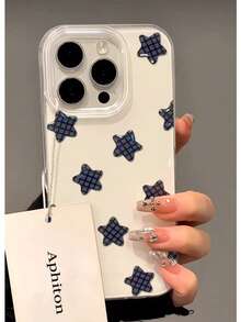 黑色格子星形图案手机壳，兼容 16 Pro Max、15 Pro、14、13 新款机型、16 Pro - 白色 - 查看 1