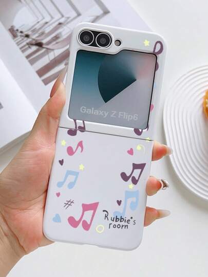 1pc Fashionable And Simple Skin Feel PC Material Cute And Simple Color Music Note Element Folding Phone Case, Can Protect And Prevent Falling For: SamsungGalaxy Zflip 3/Zflip 4/Zflip 5/Zflip 6/Zflip 7/ Find N3 Flip/ Razr 50 Ultra/ Razr 60 Ultra/ Razr 60/ Razr 50/XiaomiMIX Flip/Galaxy Z Flip7 FE