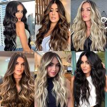 Clip In Long Wavy Hair Extension 4PCS Thick Flaxen Gold/Black Hairpieces Double Weft 20 Inch Synthetic Hair Extension For Women - Multicolor - View 7