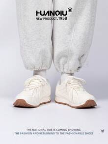 HUANQIU 2026 New Style Women's Shoes, Women's Sneakers, Thick-Soled Casual Shoes, Fashionable , Easy-Matching, Lightweight, Comfortable, Lace-Up, Soft-Soled Casual Shoes, Running Shoes, Beige, All-Season Shoes - Beige - View 6