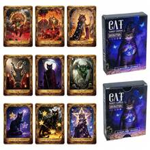 50张神秘魔法猫塔罗牌，趣味团队建设派对破冰道具 - 彩色 - 查看 11