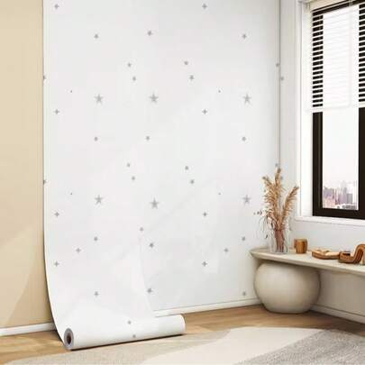 1 Cuộn Giấy Dán Tường Họa Tiết Sao, Có Thể Tháo Gỡ Dễ Dàng Trang Trí Tường Phòng Ngủ, Phòng Khách, Nhà Bếp, Trần Nhà, Tủ Quần Áo, Trang Trí Nội Thất, Chống Thấm Nước, Dễ Lau Dẹp, Giấy Dán Tường Nhà Bằng Vinyl