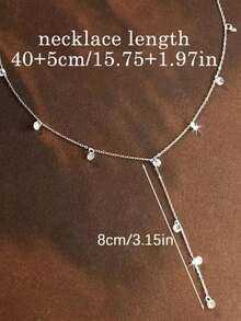 1 chiếc dây chuyền nữ hình chữ Y, bạc S925 đính đá Cubic Zirconia tổng hợp, hộp quà tặng tối giản thanh lịch, thích hợp cho Ngày Valentine, Ngày của Mẹ, đeo hàng ngày, làm quà tặng, đi nghỉ mát. - Bạc - Xem 3