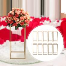 Bazargame 10PCs 23.6 Inch Tall Gold Flower Stand, Metal Vase Column Stand Geometric Centerpiece Vase For Wedding Decorations, Party, Events, Home Deco, Centerpieces For Table, Rectangular Flower Display Rack - 10Pcs - View 4