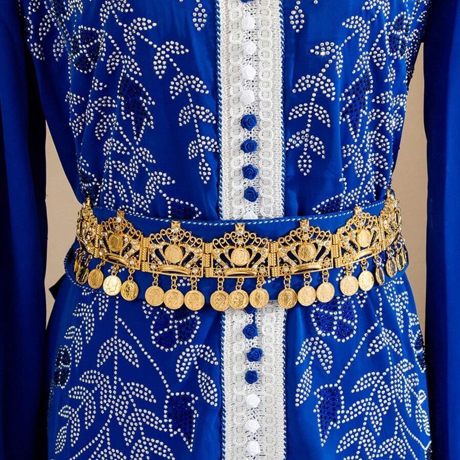 Classic Style Handmade Gold-Plated Women's Waist Belt, Bridal Dress Waist Chain, Middle Eastern Popular Performance Party Waist Chain - Gold - View 1