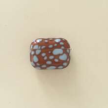 Semi-Transparent Brown & Blue Block + Circular Earphone Case Compatible With Apple Pro 3/Pro 2/ 4/3/2, Fashionable Women Earphone Case, Minimalist Earphone Case, Apple Earphone Case, Apple Earphone Cover - Brown - View 7