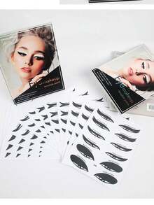 全新48件套专业眼线眼影模板套装，包含24对眼妆模板、眉形模板、无纺布眼影化妆贴纸，8种不同设计的西式眼线眉形模板，眼线辅助化妆工具，猫眼线辅助贴纸，狐狸眼妆模板，眼线模板贴纸。 - 彩色 - 查看 7