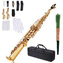 Straight Soprano Saxophone, B Flat, Brass Saxophone Beginner Kit With Carrying Case, Mouthpiece, Cleaning Cloth Rod, Gloves, Neck Strap, 23 Keys Soprano Sax Kit, For Beginners Students, Gold - Kèn saxophone soprano thẳng - Xem 8
