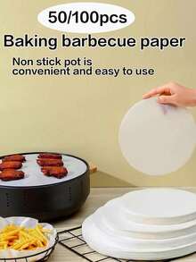 50/100 tờ giấy thấm dầu nướng hình tròn, giấy nướng bánh tại nhà, giấy tráng silicon, giấy lót bánh. - Nhiều màu - Xem 12