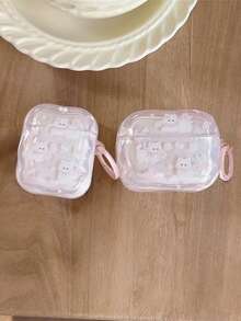 1个梦幻ins风可爱粉色蝴蝶花卉猫咪图案1/2/3/4保护套，卡通简约Pro/Pro 2/Pro 3无线蓝牙耳机保护套（不含耳机） - 粉色 - 查看 7