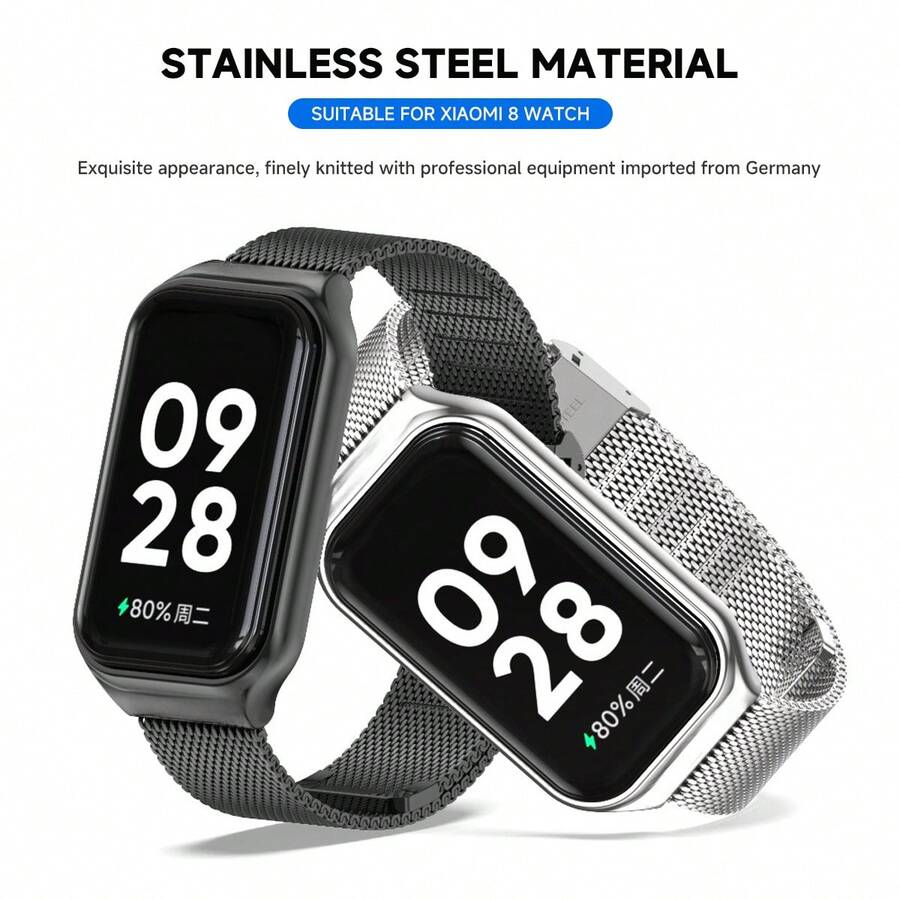 Dây đeo thép không gỉ tương thích với vòng đeo tay thời trang Mi Band 8 Active, tương thích với đồng hồ thông minh Band 8 Active bằng kim loại dành cho Band 2. - MiBand 8 Active/Redmi Band 2 - Xem 1