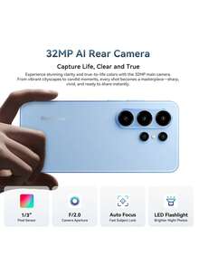 Blackview WAVE 10 全球版智能手机，6.88 英寸高清+ 120Hz 高刷新率显示屏，3200 万像素 AI 后置摄像头 + 1300 万像素前置摄像头，支持最高 24GB RAM + 256GB ROM + 最高 2TB TF 卡扩展 - 黑色 - 查看 5
