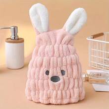 1 pieza Gorro de ducha elástico con diseño de orejas de conejo, grueso y absorbente, disponible en múltiples colores - Multicolor - Ver 10