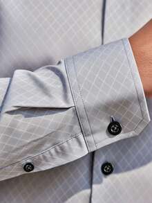 Men's Front Button Long Sleeve Casual Shirt, Versatile Daily Wear - Light Grey - View 5
