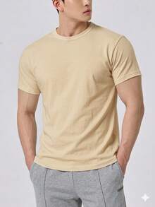 Plain Basic Short Sleeve T-Shirts 100% Cotton 30.1 Thread Count Combed - Ginger - View 2