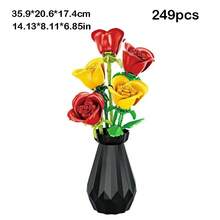 1250pcs/249pcs Flower Bouquet Building Blocks Set, Creative DIY Plant Bouquet Decor, Tulip & Daisy Artificial Flowers, Ideal Gift For Women - Birthday, Mother's Day Or Valentine's Day - Multicolor - View 8