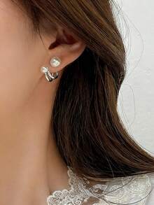 1 Pair Delicate Pearl Stud Earrings, Suitable For Daily Wear - Multicolor - View 2