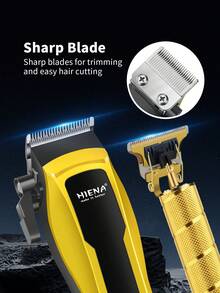 HIENA 三合一男士理容套装，包含胡须修剪器和剪刀 - 锋利、无线、USB充电，多功能家用或旅行套装 - 理想的父亲节礼物或日常理容之选 - 查看 3