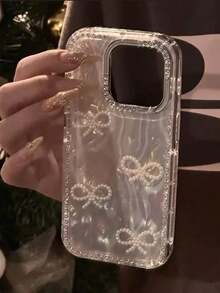 1pc Luxury Electroplated Rhinestone Edged Shiny Star Transparent Full Body Shockproof Phone Case, Compatible With IPhone 17/17 Air/17 Pro/17 Pro Max, 16, 16 Pro, 16 Plus, 16 Pro Max, 15, 14, 14 Pro Max, 13, 12, 11 - 彩色 - 查看 4
