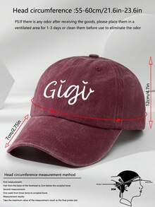 1 chiếc mũ lưỡi trai unisex in chữ, kiểu dáng thường ngày, có thể điều chỉnh kích cỡ, phù hợp để đội hàng ngày. - Gigi trong bộ đồ màu đỏ tía - Xem 4