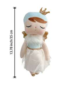 1pc 35cm/13.78in Cute Angel Princess Plush Doll, Soft Stuffed Fairy Doll With Golden Crown, Wings And Tulle Skirt, Suitable For Children Girls, Perfect For Bedroom Decor And Birthday/Christmas Gift - Baby Blue - View 11