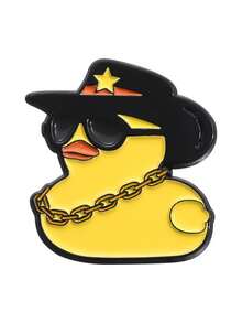 可爱黄色小鸭海盗时尚眼镜帽形金属胸针别针服装配饰 - 彩色 - 查看 7