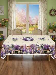 1 Set de Mantel Estilo Campestre con Diseño Floral, Mantel con Estampado de Lavanda, Girasol y Rosa Rosa con Ribete de Encaje, Adecuado para Decoración Temática de Primavera y Día de la Madre, Mantel Impermeable y Resistente a las Manchas para Cocina, Comedor, Brunch de Primavera y Fiesta del Día de la Madre - Multicolor - Ver 14