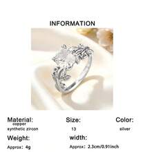 1 chiếc nhẫn đính hôn nữ thanh lịch, tinh tế, hình tròn, đính đá Cubic Zirconia tổng hợp, thích hợp làm quà tặng sinh nhật, quà tặng ngày lễ, quà tặng Ngày Valentine và phụ kiện mùa hè. Phù hợp để đeo hàng ngày. - Bạc - Xem 13