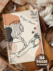 Trees Quick Budget Planner Notebook With Stickers, 116 Pages, A5 Portable Monthly Bill Payment Checklists With Spending Chart & Transparent Pockets, For Home School Office Supplies, Gifts For Friends - Cartoon Version - View 7