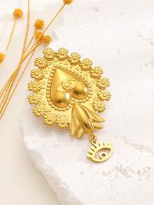 Broche de aço inoxidável com design de estrela-do-mar, flor, laço, estrela e formas geométricas. Acessório de joalheria elegante e minimalista para mulheres, ideal para uso diário, festas e eventos. - Ouro amarelo - Ver 18
