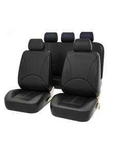Universal PU Leather Car Seat Covers - Full Coverage, Breathable & Waterproof, Elastic Sides, 4pcs Set (2 Seats) Or 9pcs Set (5 Seats) Full Set, Airbag Compatible, Water-Resistant & Easy To Clean, Suitable For Most Sedans, SUVs, MPVs - A Style - View 15