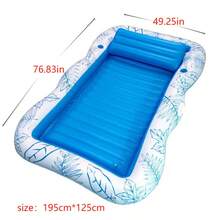 Inflatable Floating Bed, Sunbathing Pool Inflatable Mat Lounger, Floating Raft For Water Rest, Large Beach Sunbathing Floating Bed With Pillow, Sunbathing Floating Raft - 195CM - View 8