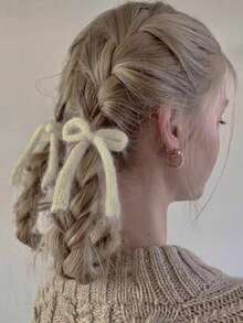 2 chiếc kẹp tóc nơ mềm mại, bông xù, phụ kiện tóc dễ thương dành cho nữ, phù hợp với trang phục hàng ngày và các hoạt động ngoài trời, kẹp tóc càng cua, mùa thu, đồ dùng học tập, thanh lịch, đại học, mùa đông, trang phục mùa đông cho nữ, nơ, phụ kiện đội đầu, ghim cài tóc - Màu be - Xem 6