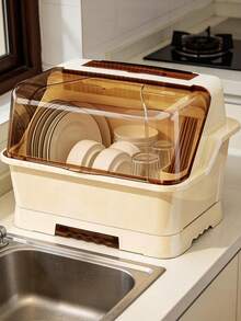 Escurridor de cocina con tapa, caja de almacenamiento para platos, cuencos y cubiertos, organizador de vajilla para el hogar - Multicolor - Ver 7