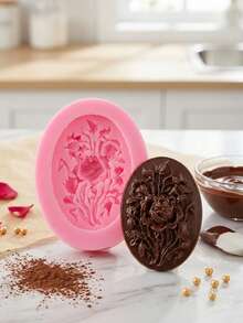 1pc Mini 3D Peony Flower Silicone Mold, Chocolate Candy Mold, Suitable For DIY Cake Decor, Pudding, Jelly, Ice Cube - Multicolor - View 4