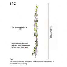1个仿真花环，总长28.8英尺（约8.7米），仿真紫藤丝绸吊花，适用于家居花园、户外仪式、婚礼拱门、花卉装饰等场合。 - 紫色 - 查看 3