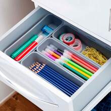 DASPLAST Kit com 4 Porta Talher Gaveta Paris Com Tampa 4 Compartimento Organizador Talheres - Branco - Visão 6