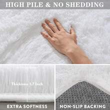 Black, Ultra-Soft, Fluffy Shaggy Rug – Cozy Rug For Bedroom, Living Room Or Children's Room, Non-Slip, Modern Accent In Chic Colors - 米白色 - 查看 4