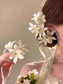 3pcs Floral Sweet Hair Clips For Teenage Girls, Minimalist Fashion Hair Accessories For Vacation Hairstyles - Multicolor - View 3