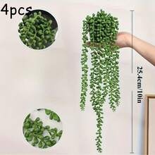 仿真多肉垂吊蕨类植物 - 逼真珍珠垂吊蕨类盆栽绿植，适用于婚礼、花园和家居装饰，可放置于窗台、书架和桌面，是一款高品质的蕨类装饰品。 - 彩色 - 查看 15