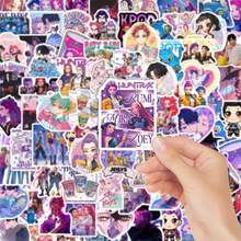 Mattel 美泰 K-Pop 90张女巫猎人主题贴纸，男鬼贴纸，K-Pop 男/女团系列，韩国美男明星贴纸/动漫系列小礼物 - 彩色 - 查看 2
